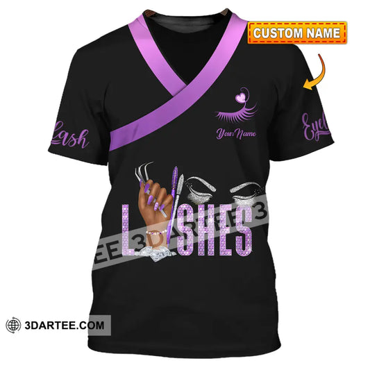 Unisex Shirt - Custom Name Purple Lashes T-Shirt