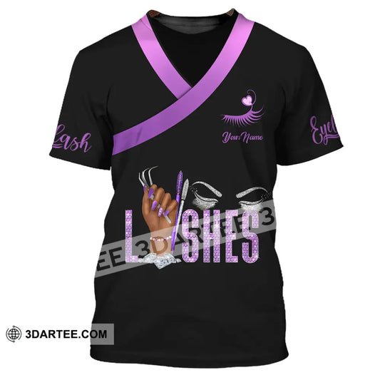 Unisex Shirt - Custom Name Purple Lashes T-Shirt / S T-Shirt