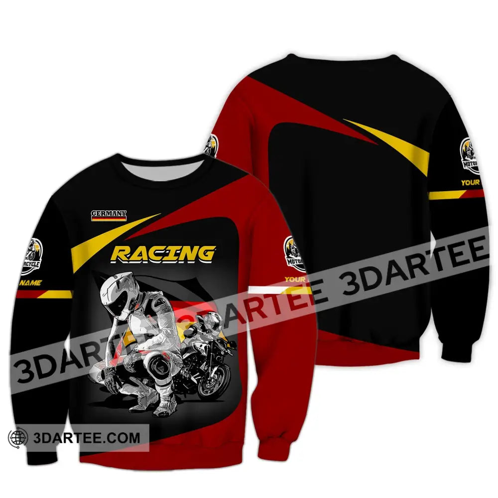 Unisex Shirt Custom Name Racing Germany Polo Long Sleeve Motorcycle T-Shirt / S