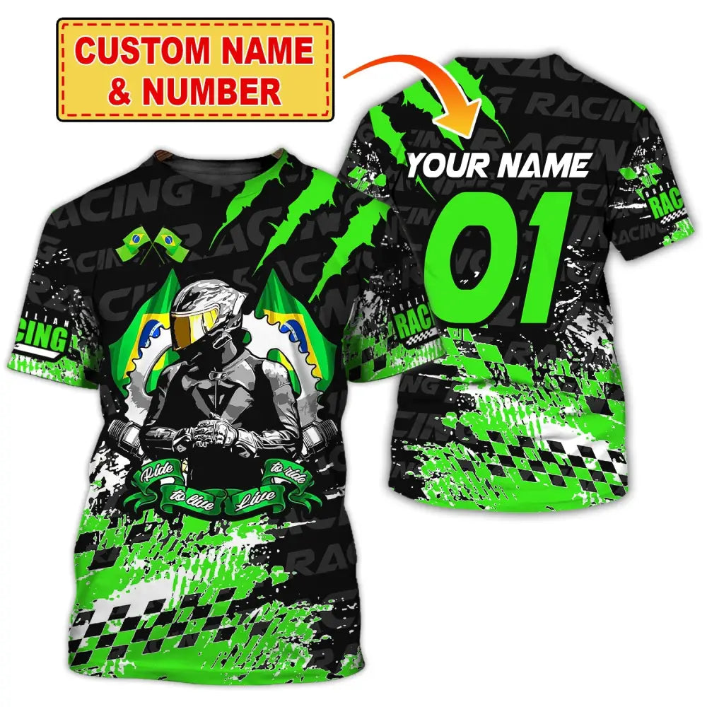 Unisex Shirt Custom Name Racing Polo Long Sleeve T-Shirt