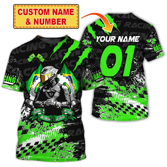 Unisex Shirt Custom Name Racing Polo Long Sleeve T-Shirt