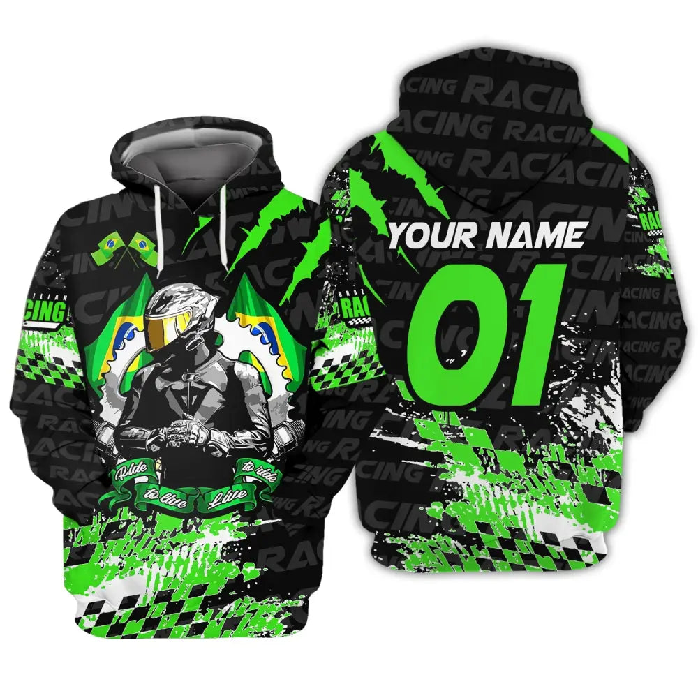 Unisex Shirt Custom Name Racing Polo Long Sleeve T-Shirt Hoodie / S