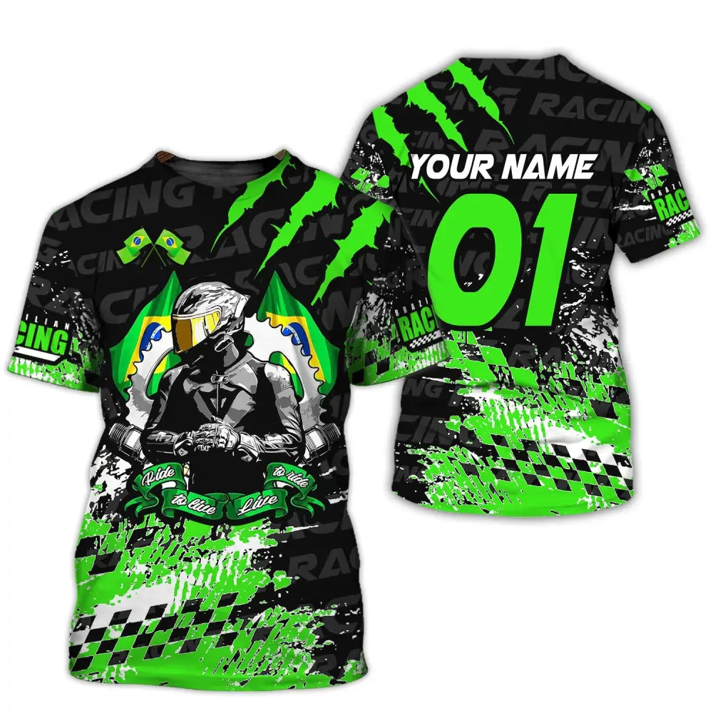 Unisex Shirt Custom Name Racing Polo Long Sleeve T-Shirt / S