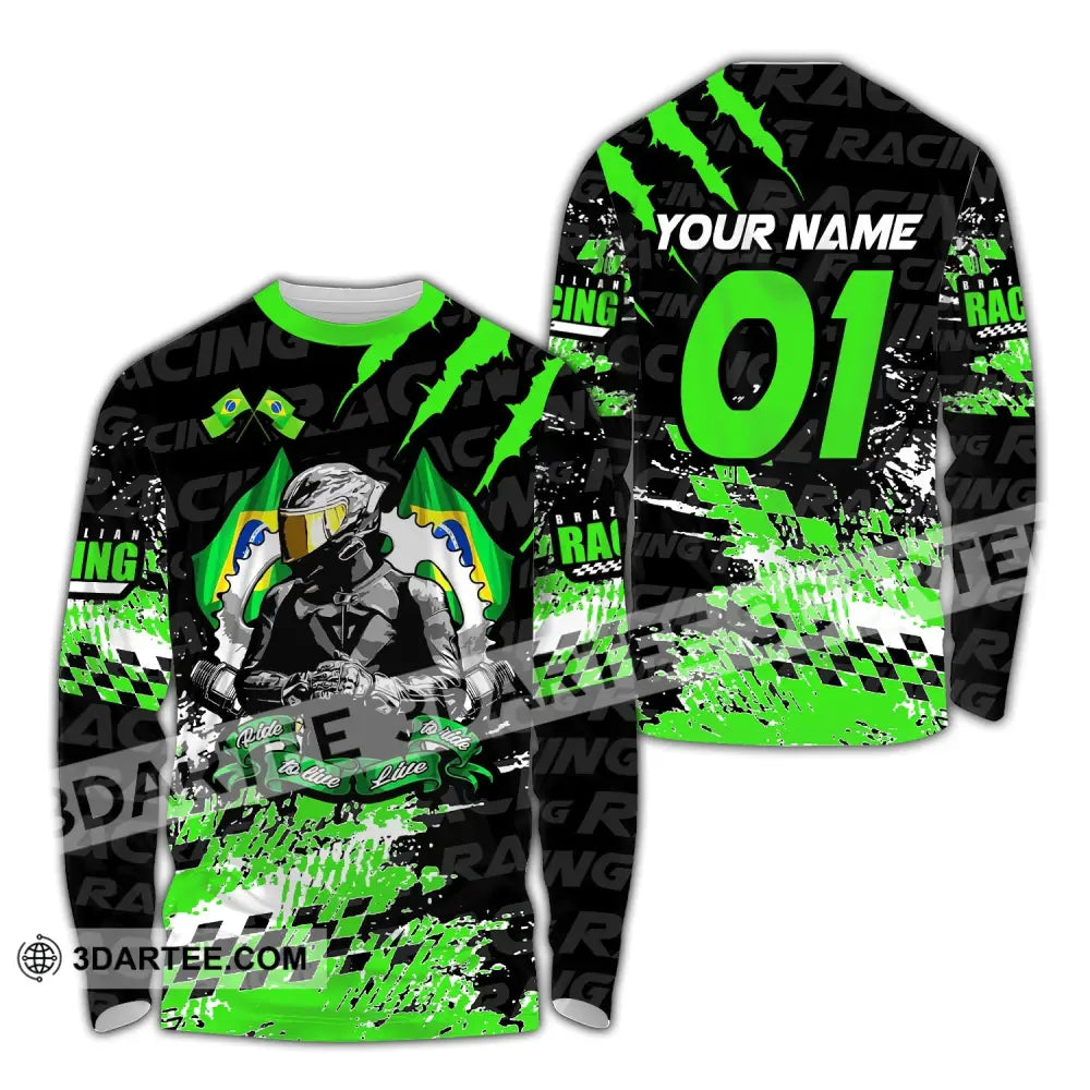 Unisex Shirt Custom Name Racing Polo Long Sleeve T-Shirt / S