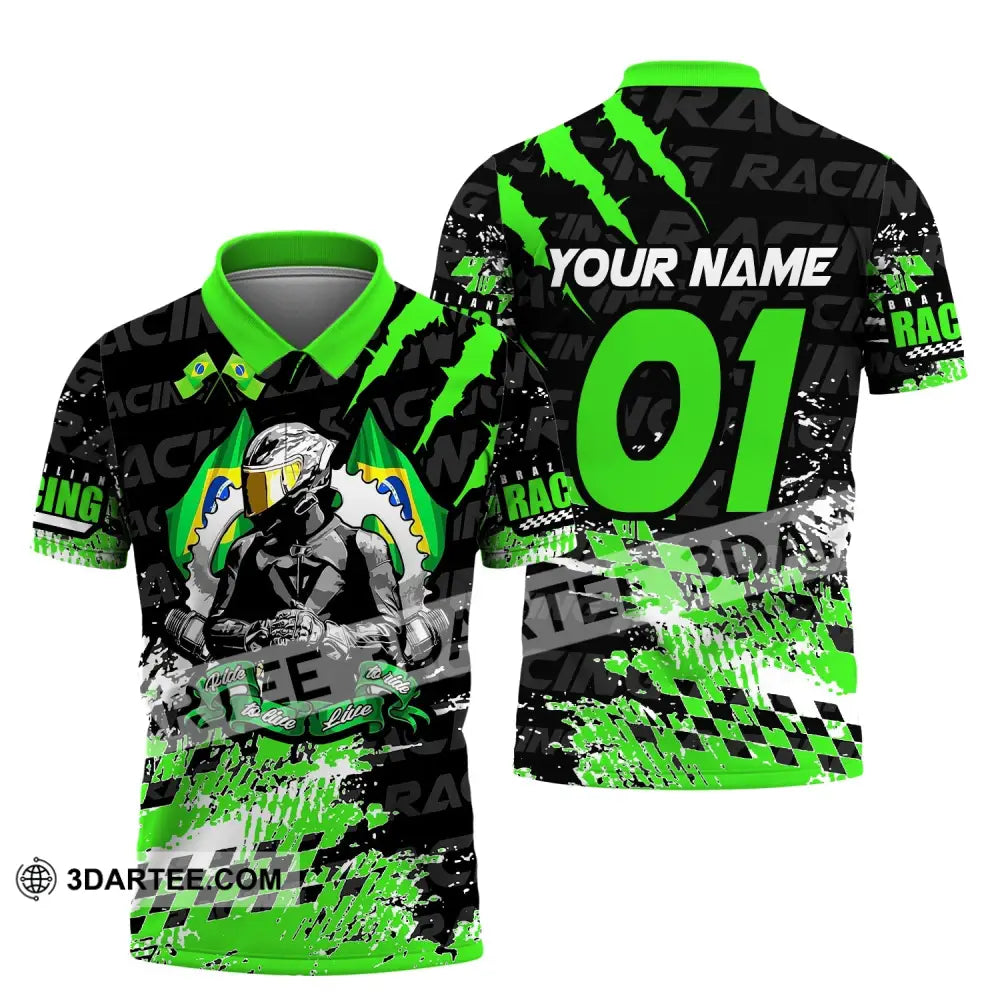 Unisex Shirt Custom Name Racing Polo Long Sleeve T-Shirt / S