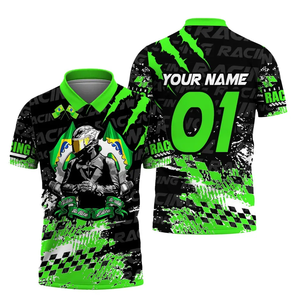 Unisex Shirt Custom Name Racing Polo Long Sleeve T-Shirt / S