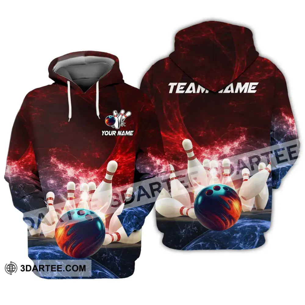 Unisex Shirt - Custom Name Red Bowling Hoodie / S T-Shirt