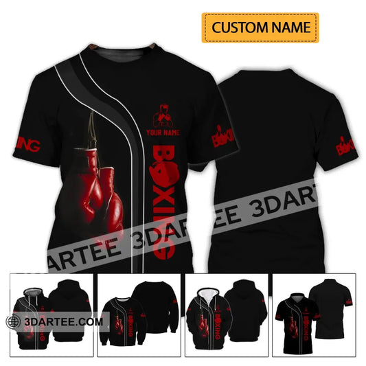 Unisex Shirt - Custom Name Red Boxing Gloves T-Shirt