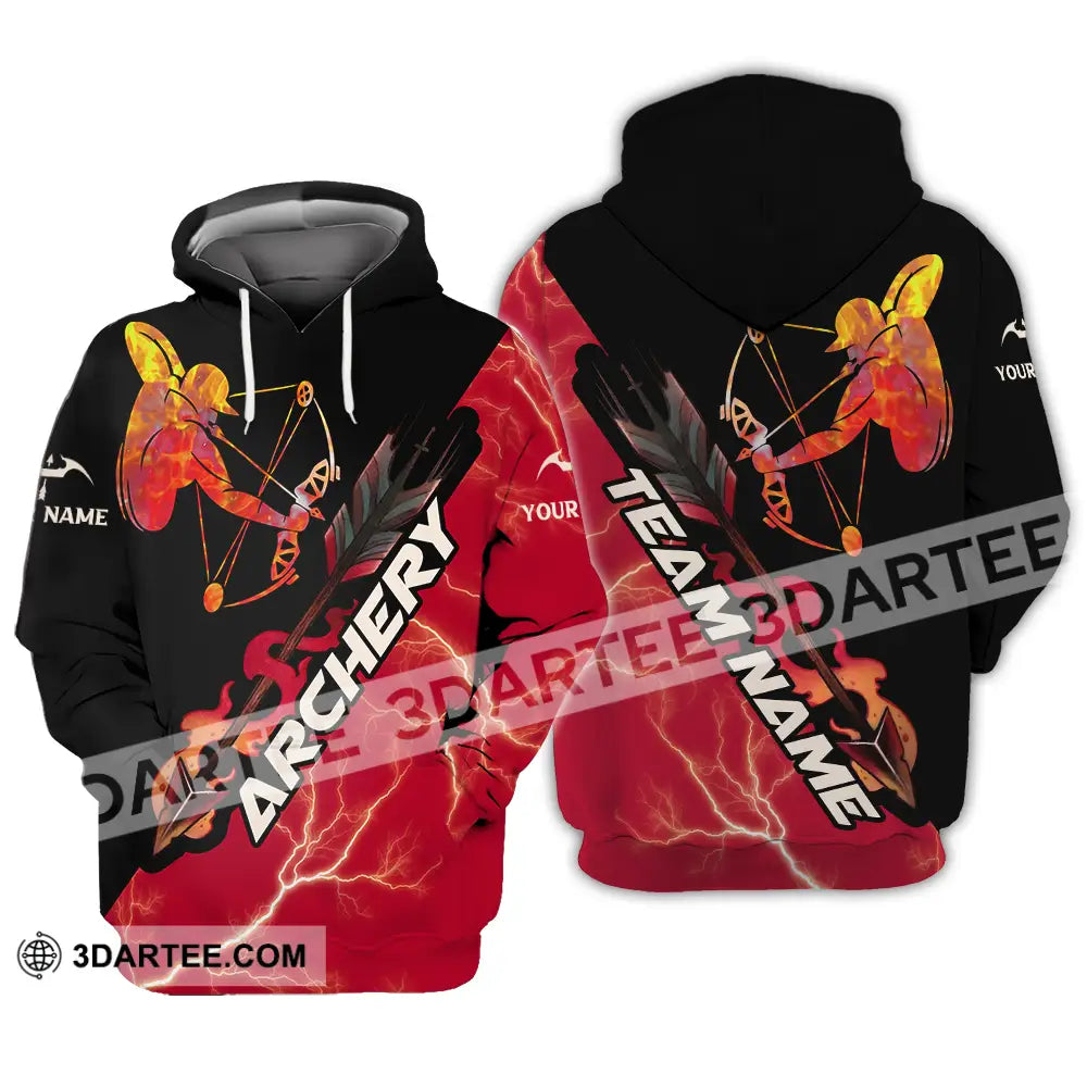 Unisex Shirt - Custom Name Red Fire Archery Hoodie / S T-Shirt