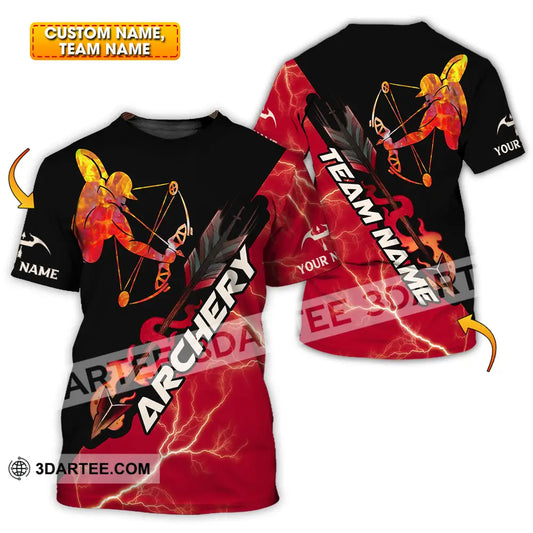 Unisex Shirt - Custom Name Red Fire Archery T-Shirt