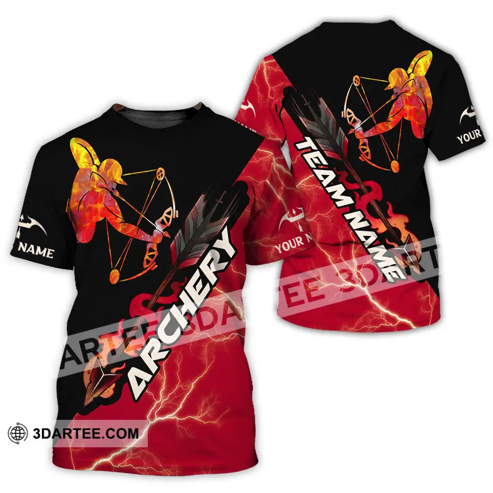 Unisex Shirt - Custom Name Red Fire Archery T-Shirt / S T-Shirt