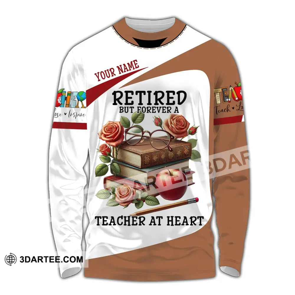 Unisex Shirt Custom Name Retired Teacher Polo Long Sleeve For / S T-Shirt