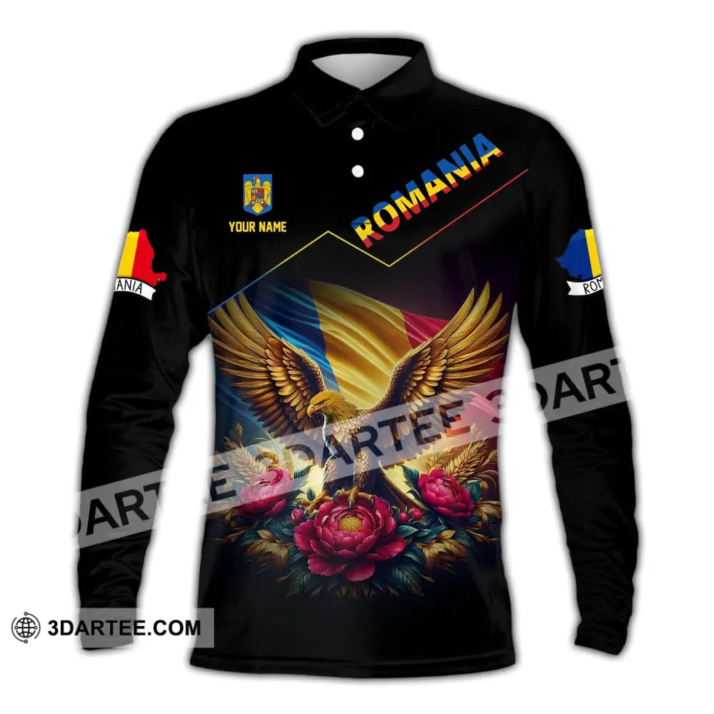 Unisex Shirt Custom Name Romania Polo Long Sleeve Gift / S T-Shirt