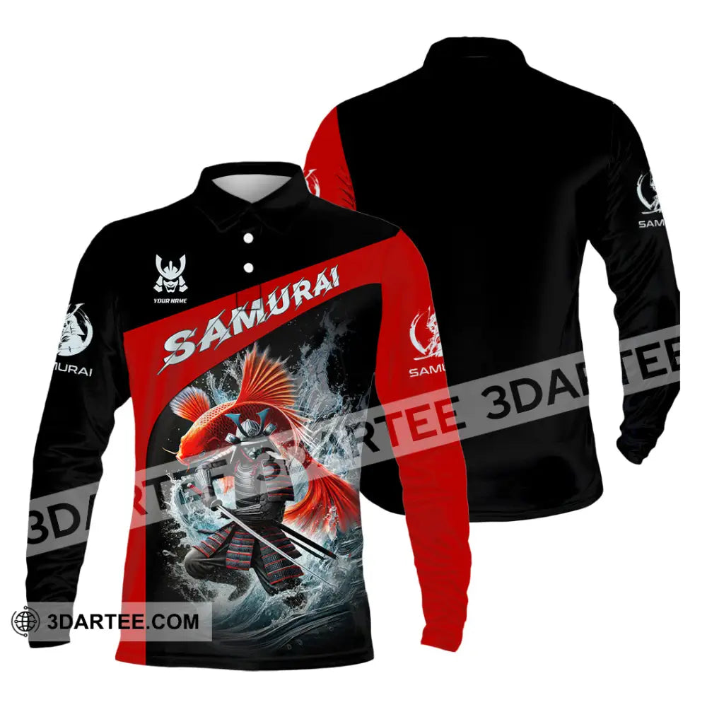 Unisex Shirt Custom Name Samurai Japanese T-Shirt Lover Gift Long Sleeve Polo / S T-Shirt