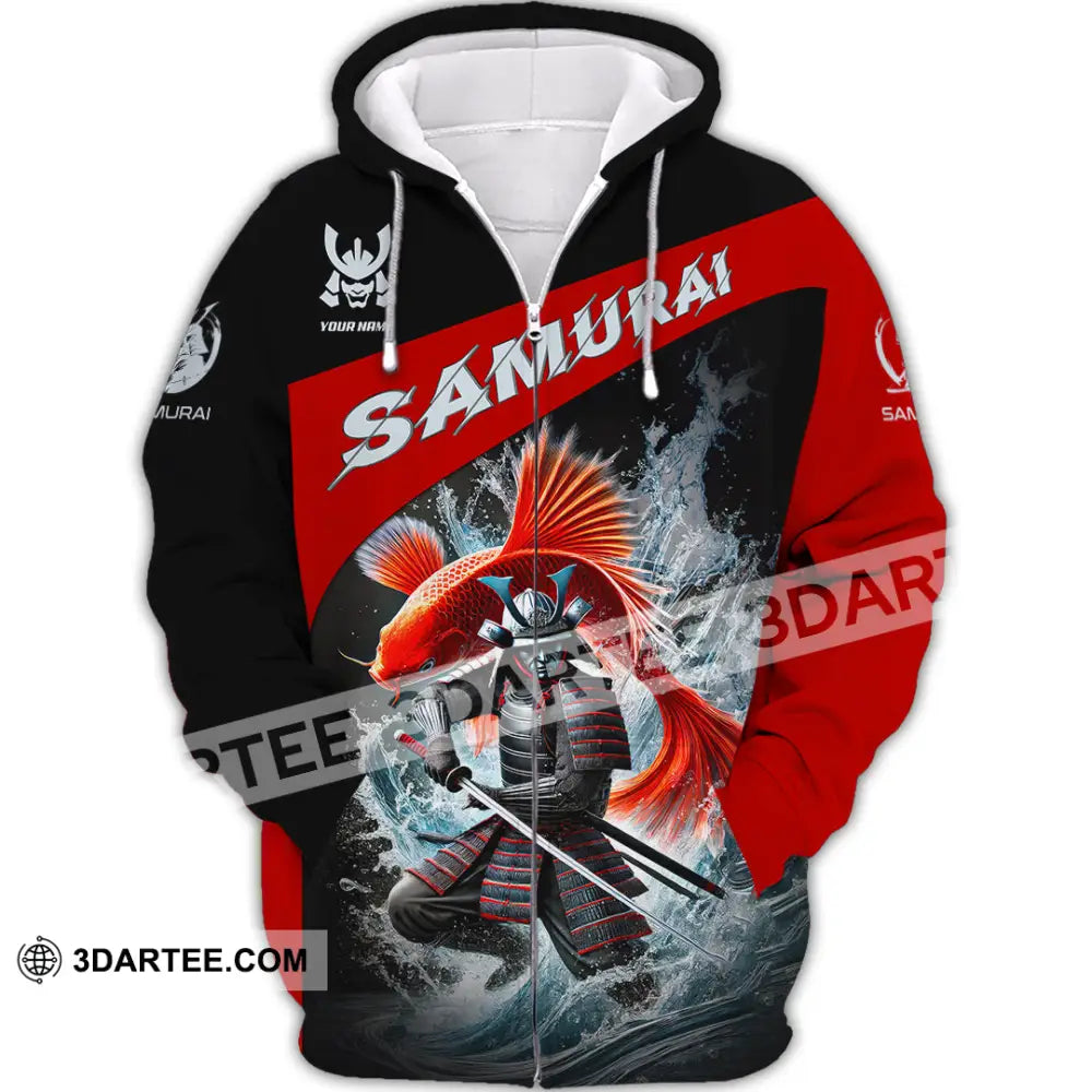 Unisex Shirt Custom Name Samurai Japanese T-Shirt Lover Gift Zipper Hoodie / S T-Shirt