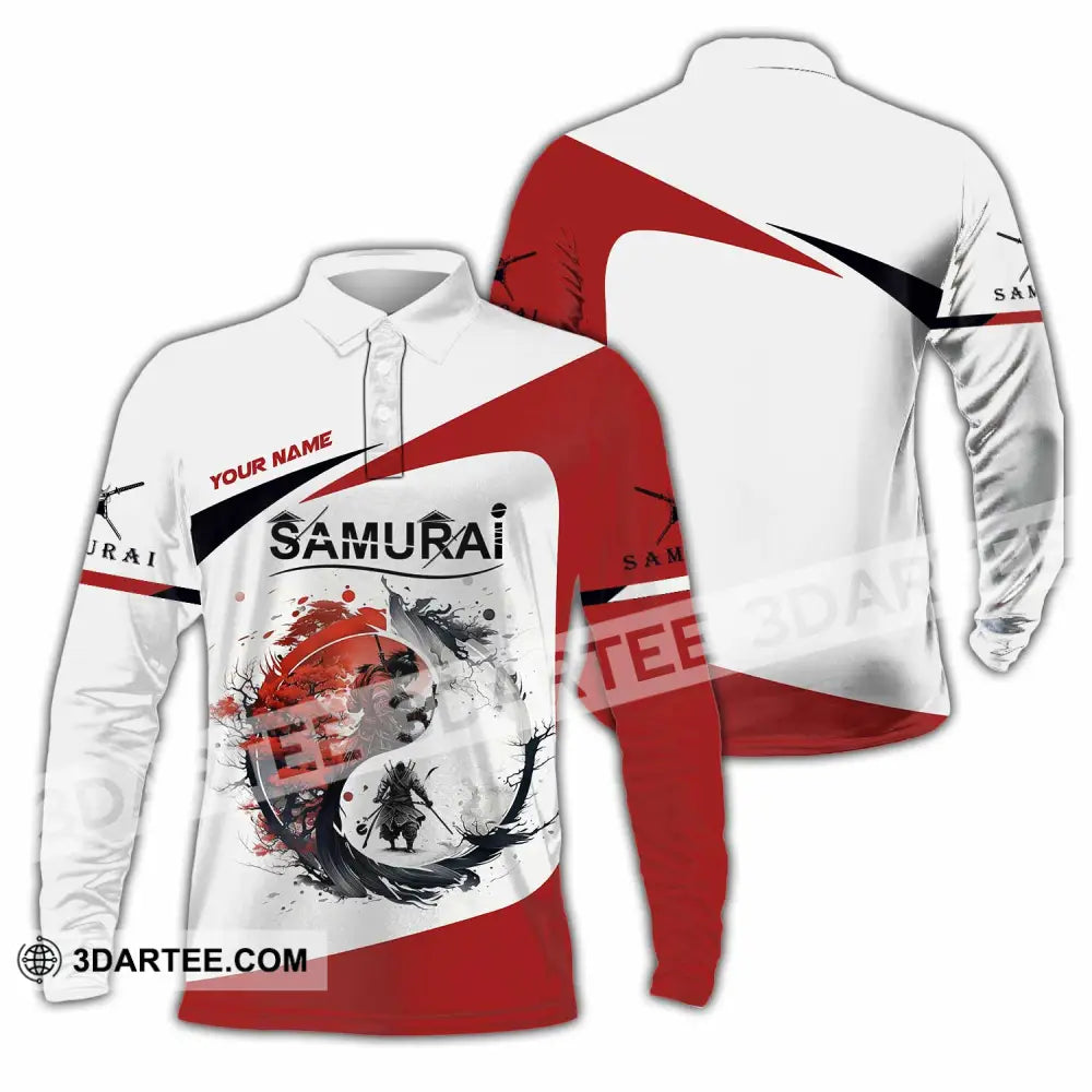 Unisex Shirt Custom Name Samurai Polo Long Sleeve / S T-Shirt