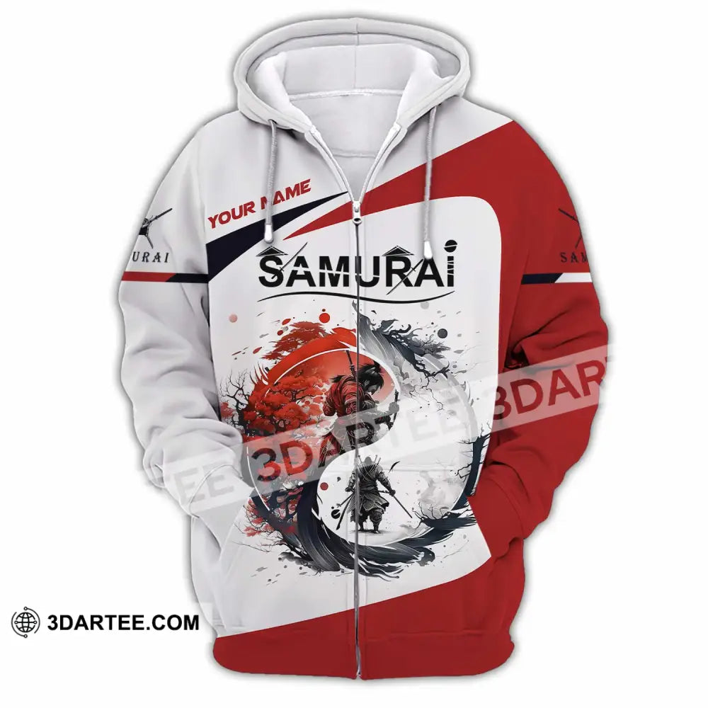 Unisex Shirt Custom Name Samurai Polo Long Sleeve Zipper Hoodie / S T-Shirt