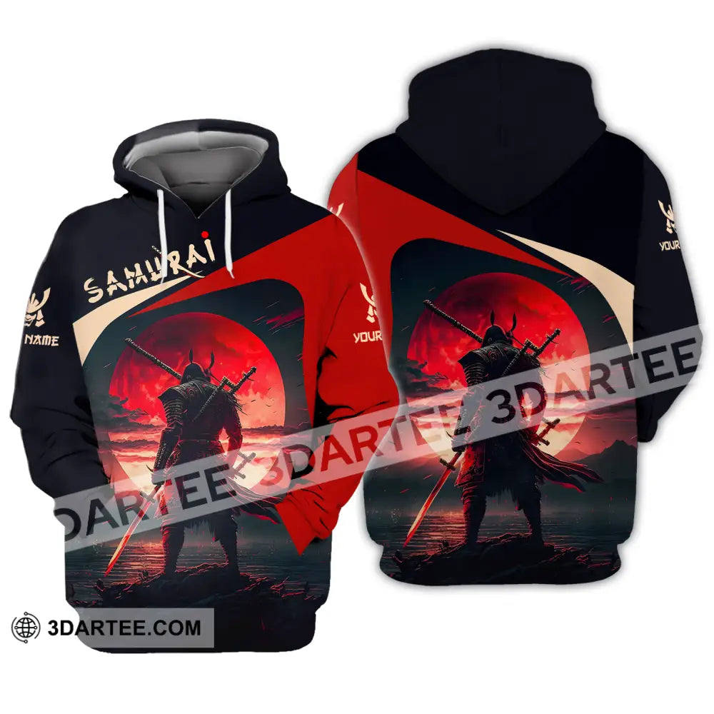 Unisex Shirt - Custom Name Samurai Red Black Hoodie / S T-Shirt