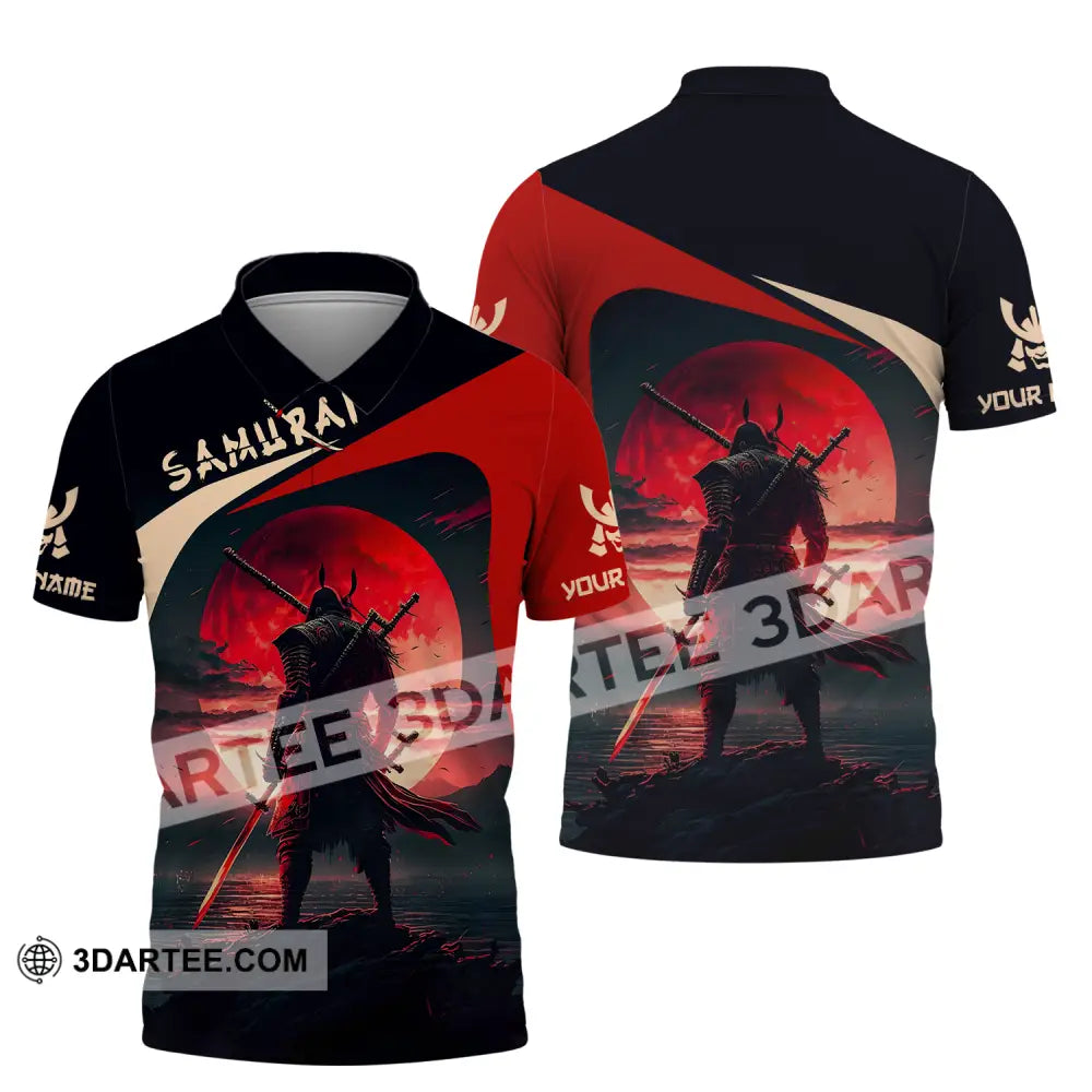 Unisex Shirt - Custom Name Samurai Red Black Polo / S T-Shirt