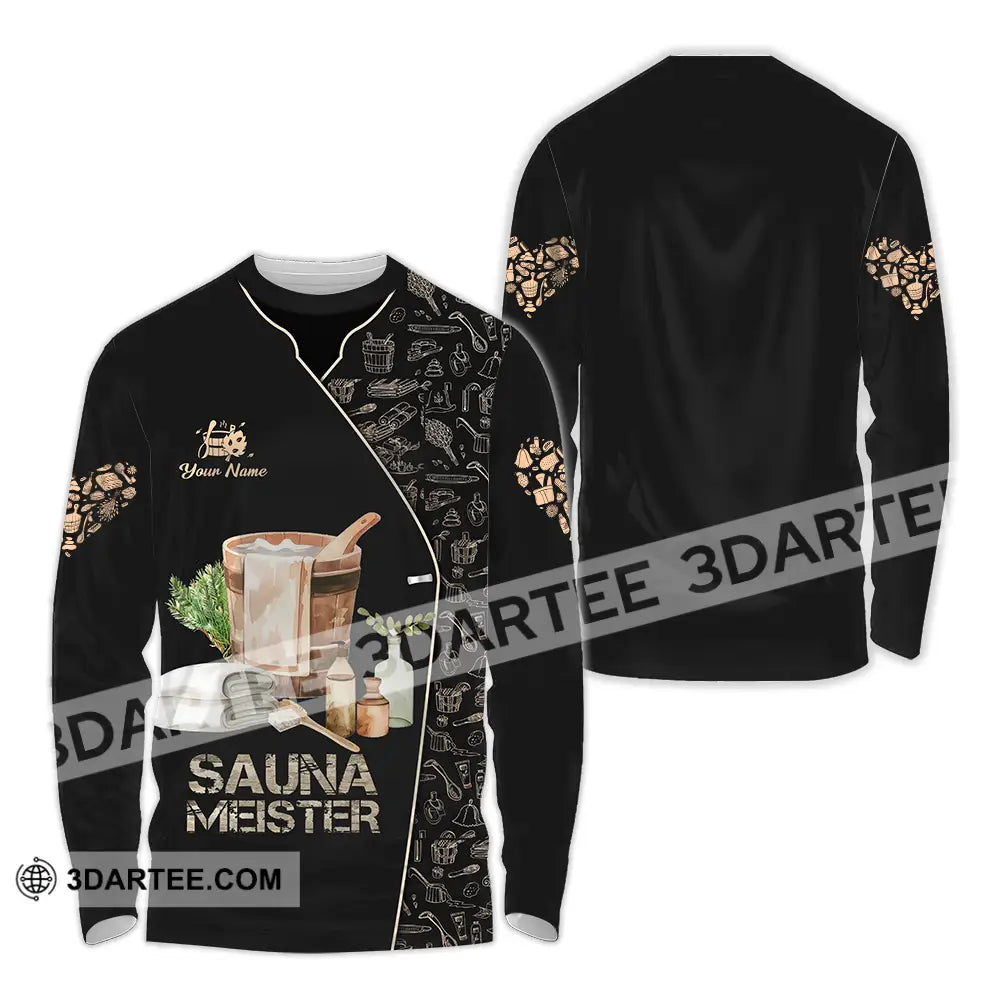 Unisex Shirt - Custom Name Sauna Heart Meister Long Sleeve / S T-Shirt