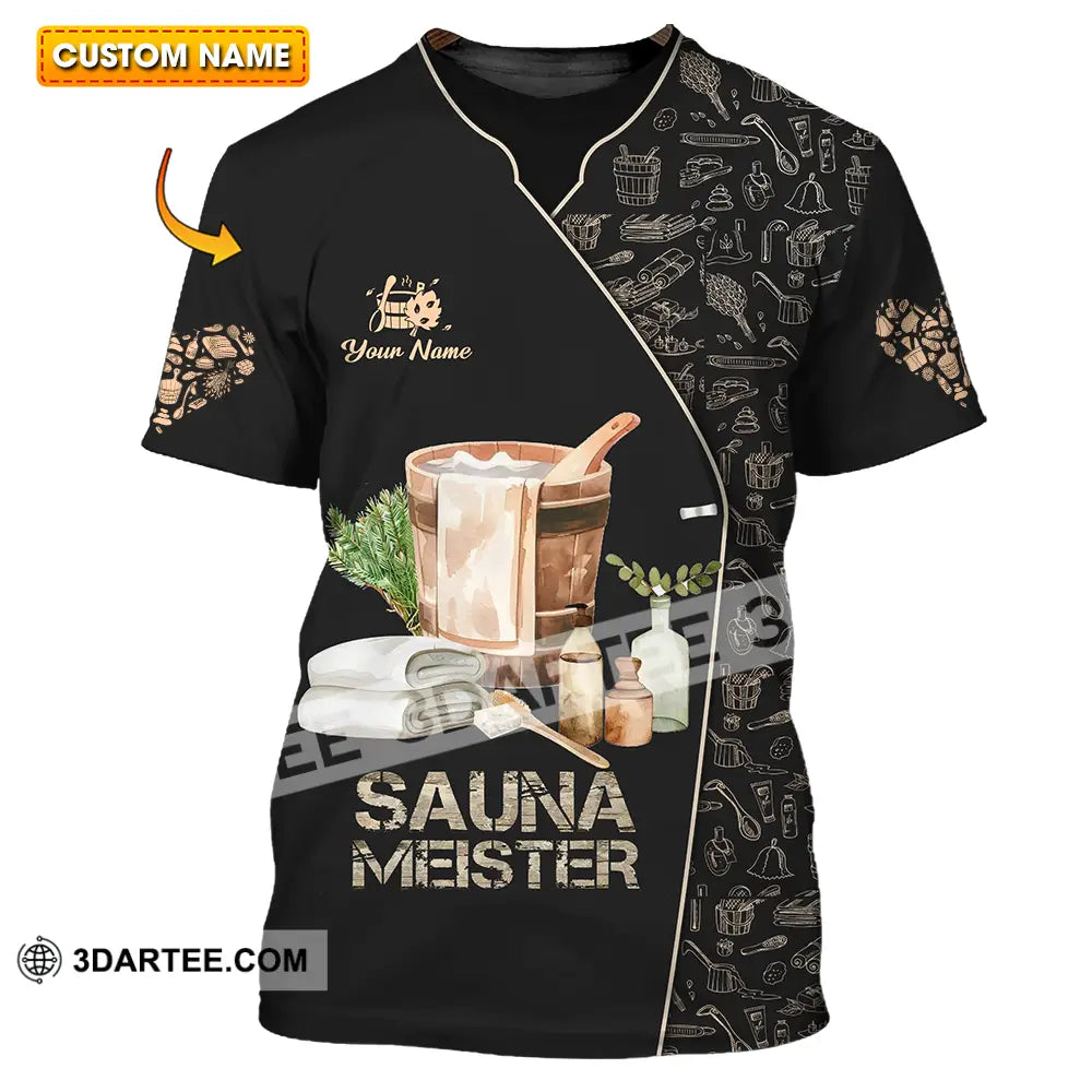 Unisex Shirt - Custom Name Sauna Heart Meister T-Shirt