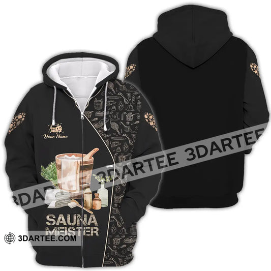 Unisex Shirt - Custom Name Sauna Heart Meister Zipper Hoodie / S T-Shirt