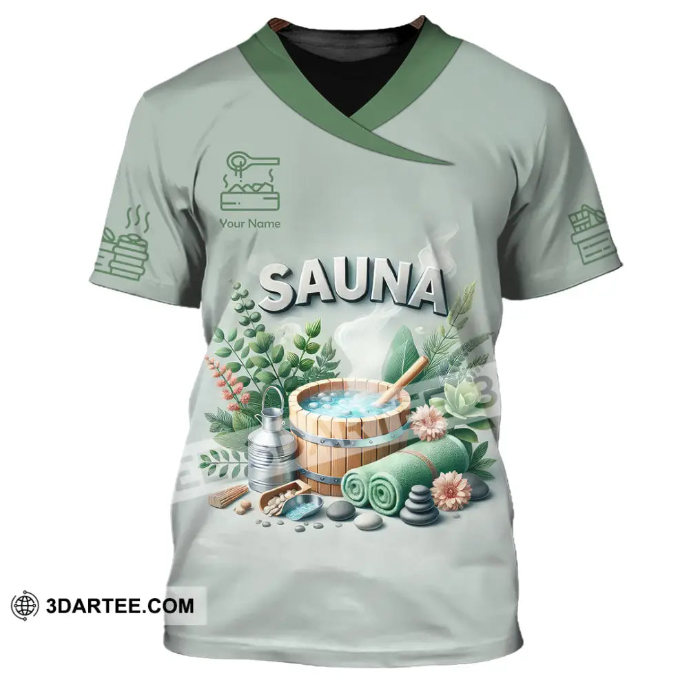 Unisex Shirt Custom Name Sauna Love Hoodie Polo Long Sleeve T-Shirt / S T-Shirt