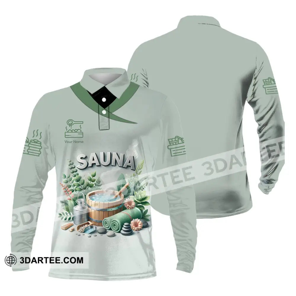 Unisex Shirt Custom Name Sauna Love Hoodie Polo Long Sleeve T-Shirt / S T-Shirt