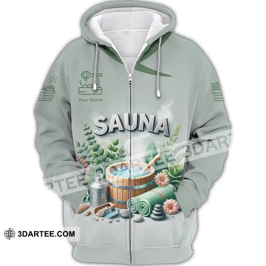 Unisex Shirt Custom Name Sauna Love Hoodie Polo Long Sleeve T-Shirt Zipper / S T-Shirt