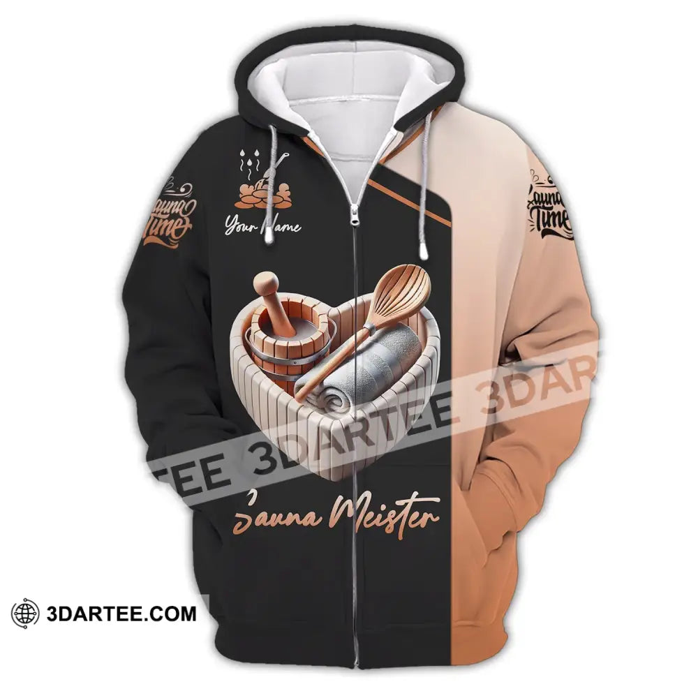 Unisex Shirt - Custom Name Sauna Meister Zipper Hoodie / S T-Shirt