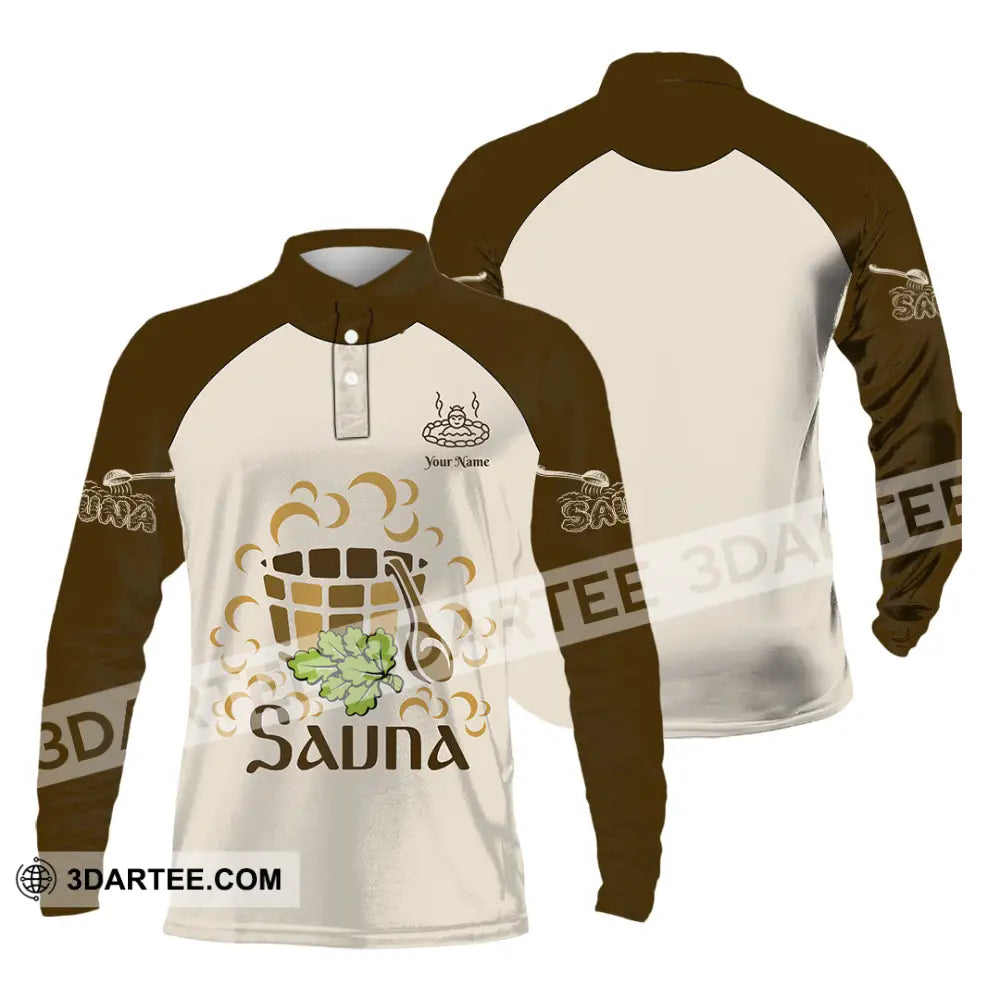 Unisex Shirt - Custom Name Sauna Relax Long Sleeve Polo / S T-Shirt