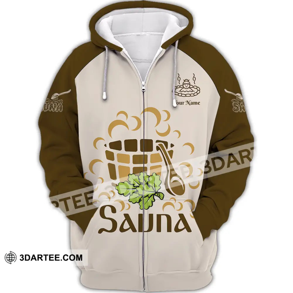 Unisex Shirt - Custom Name Sauna Relax Zipper Hoodie / S T-Shirt