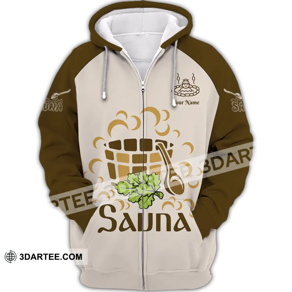 Unisex Shirt - Custom Name Sauna Relax Zipper Hoodie / S T-Shirt