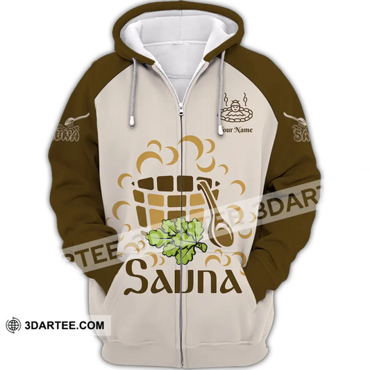 Unisex Shirt - Custom Name Sauna Relax Zipper Hoodie / S T-Shirt