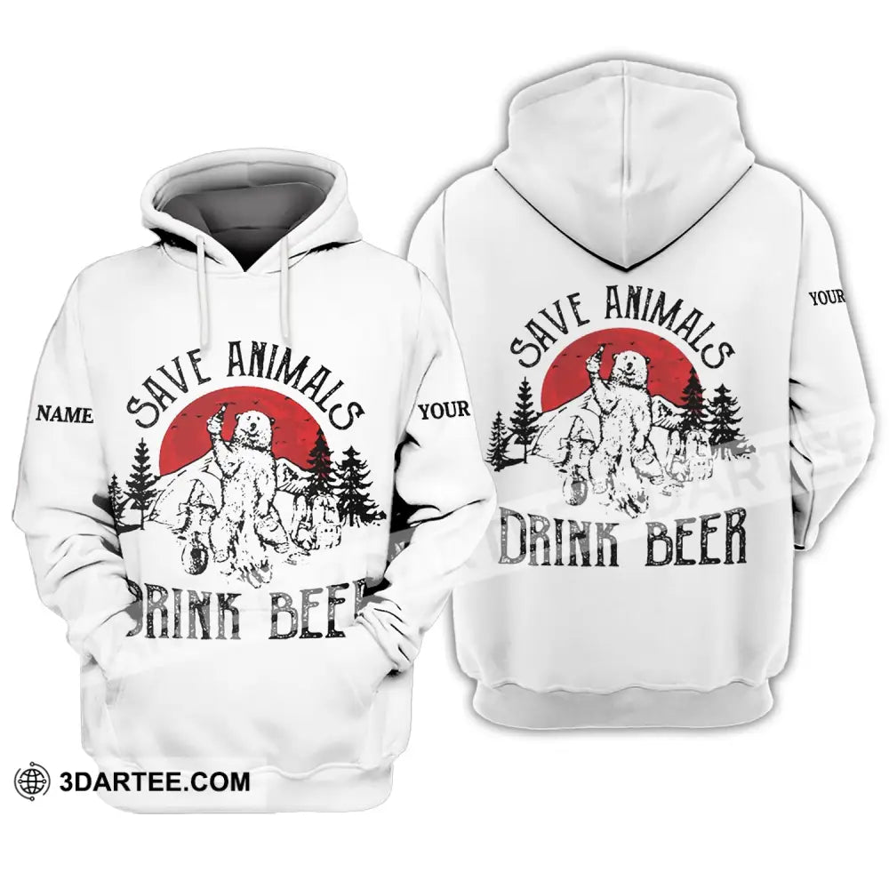 Unisex Shirt - Custom Name Save Animals Drink Beer Hoodie / S T-Shirt