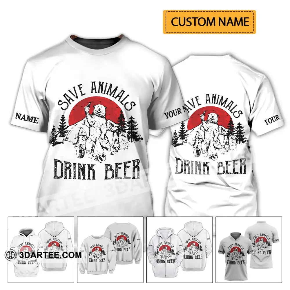 Unisex Shirt - Custom Name Save Animals Drink Beer T-Shirt