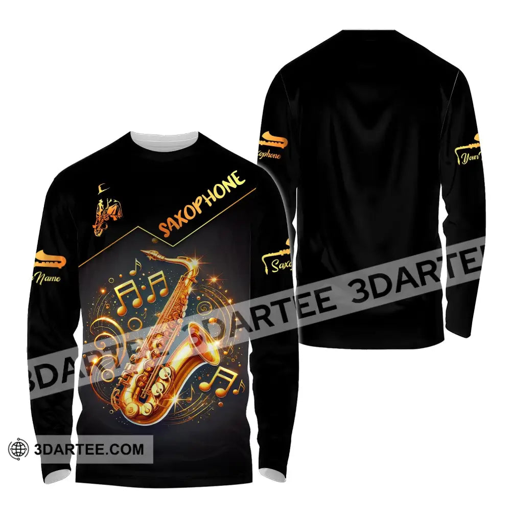 Unisex Shirt Custom Name Saxophone Lover Polo Long Sleeve Gift / S T-Shirt