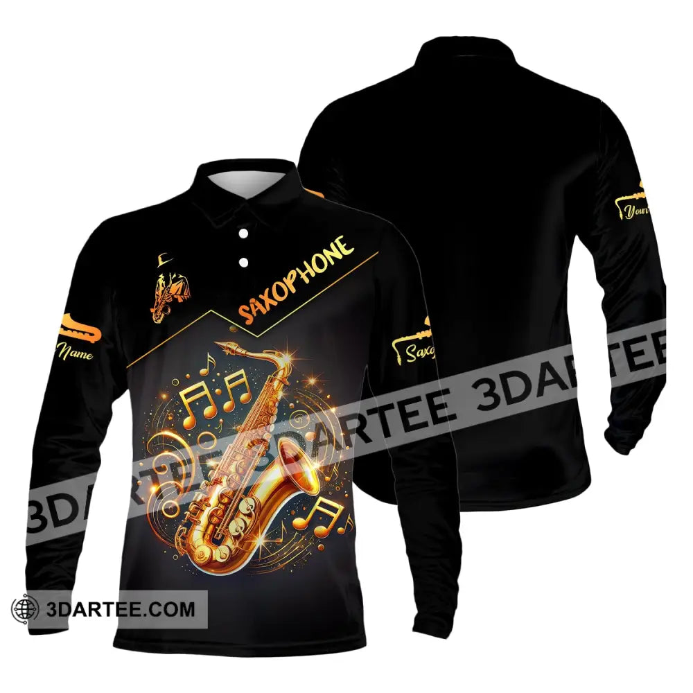 Unisex Shirt Custom Name Saxophone Lover Polo Long Sleeve Gift / S T-Shirt