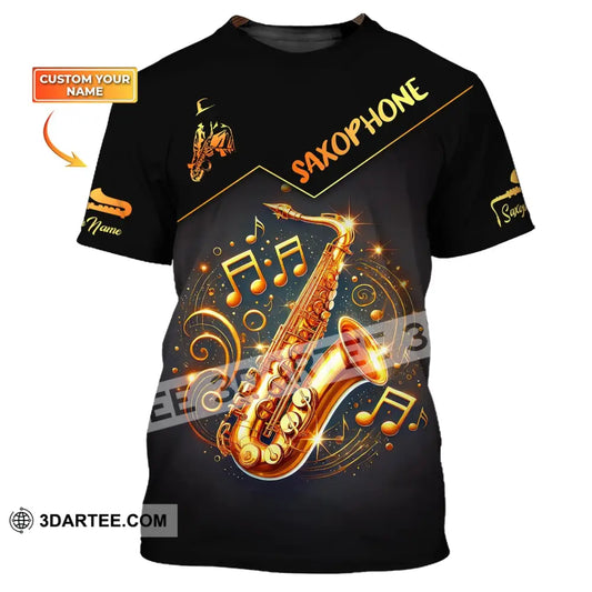 Unisex Shirt Custom Name Saxophone Lover Polo Long Sleeve Gift T-Shirt