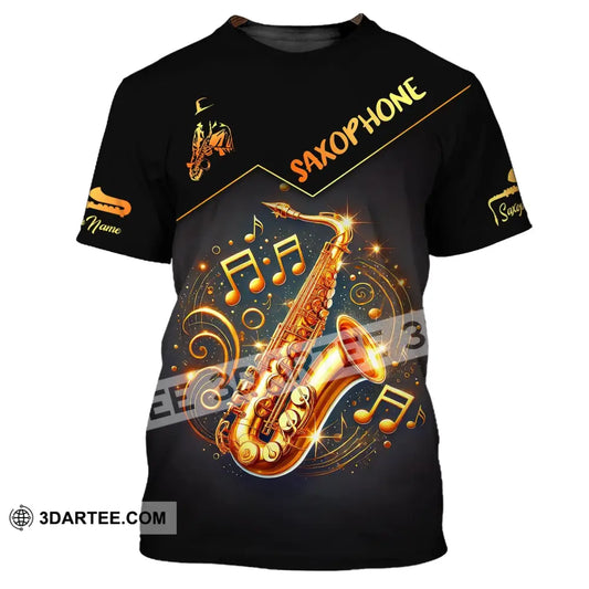 Unisex Shirt Custom Name Saxophone Lover Polo Long Sleeve Gift T-Shirt / S