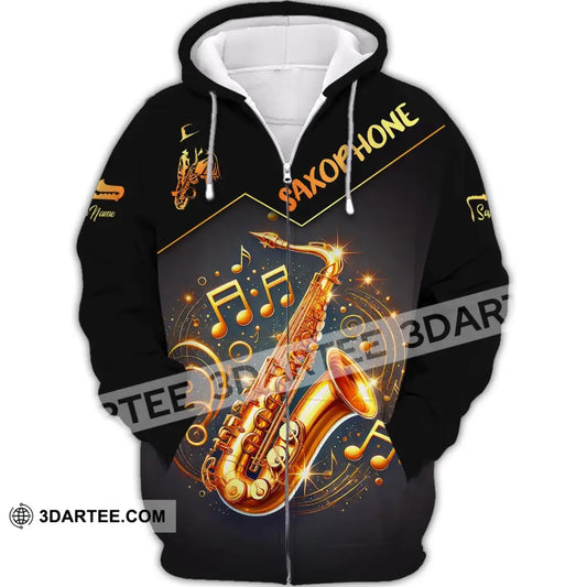 Unisex Shirt Custom Name Saxophone Lover Polo Long Sleeve Gift Zipper Hoodie / S T-Shirt