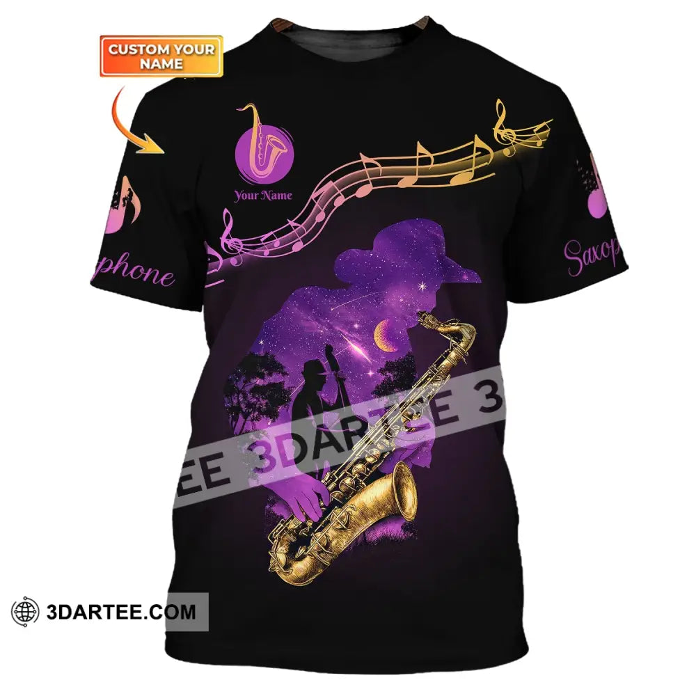 Unisex Shirt Custom Name Saxophone T-Shirt Sax Player Gift Saxophonist Shirts