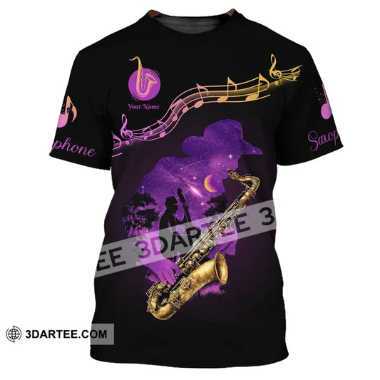 Unisex Shirt Custom Name Saxophone T-Shirt Sax Player Gift Saxophonist Shirts / S