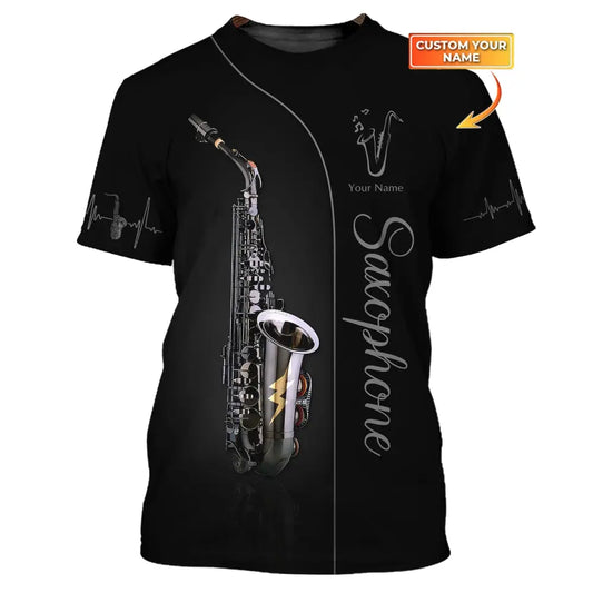 Unisex Shirt Custom Name Saxophone T-Shirt Saxophonist Gift Sax Player Shirts