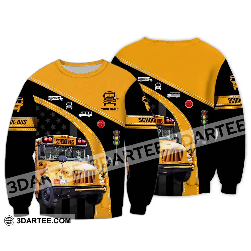 Unisex Shirt - Custom Name School Bus Long Sleeve / S T-Shirt