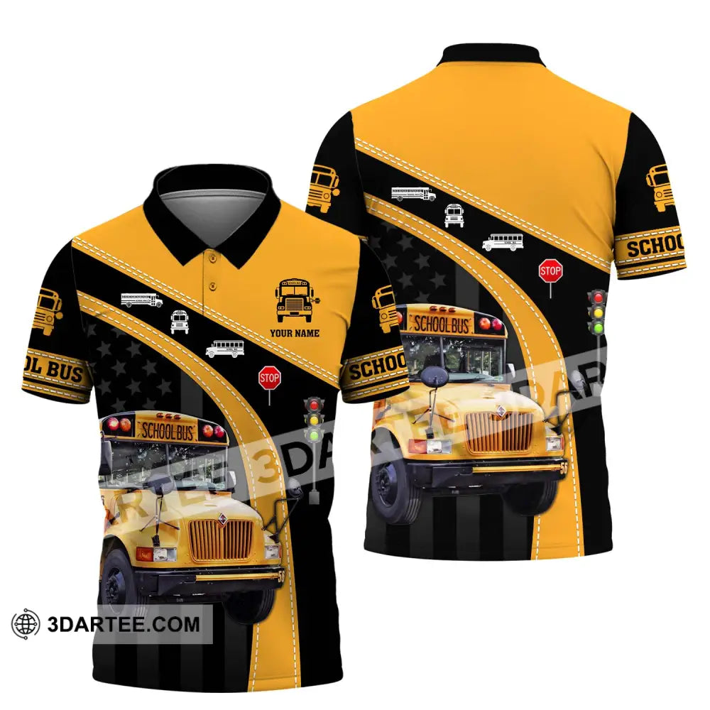 Unisex Shirt - Custom Name School Bus Polo / S T-Shirt