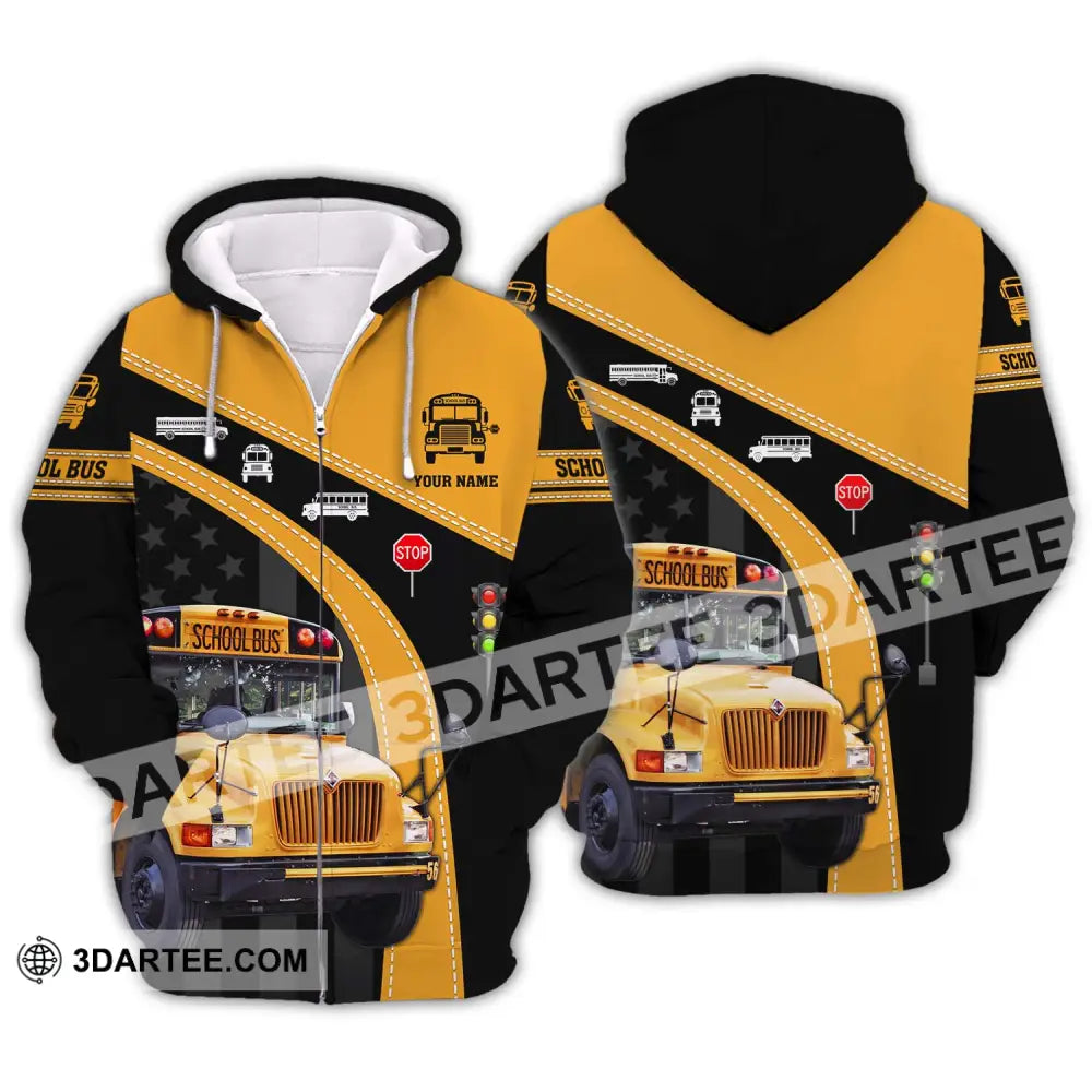 Unisex Shirt - Custom Name School Bus Zipper Hoodie / S T-Shirt