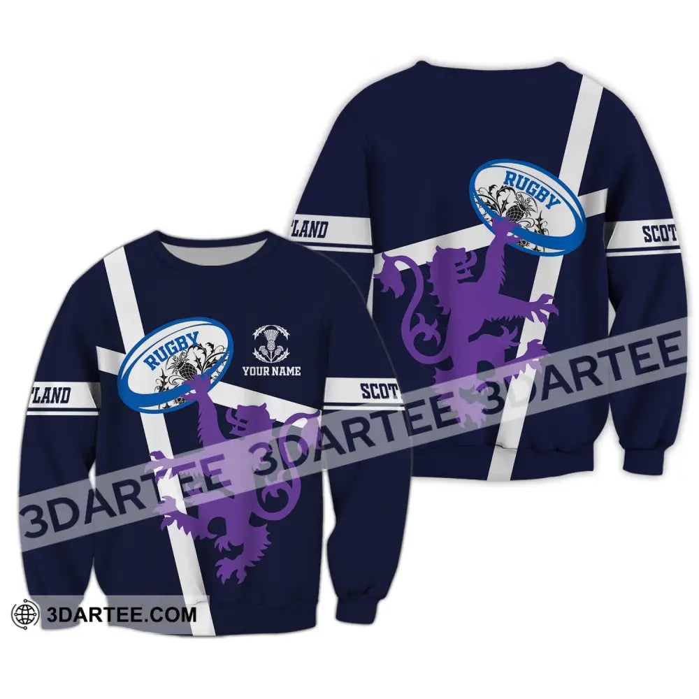 Unisex Shirt Custom Name Scotland Hoodie Rugby Lover T-Shirt Long Sleeve / S