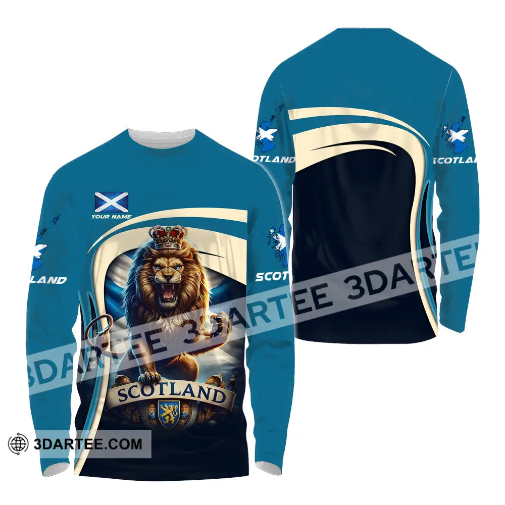 Unisex Shirt - Custom Name Scotland Lion Long Sleeve / S T-Shirt