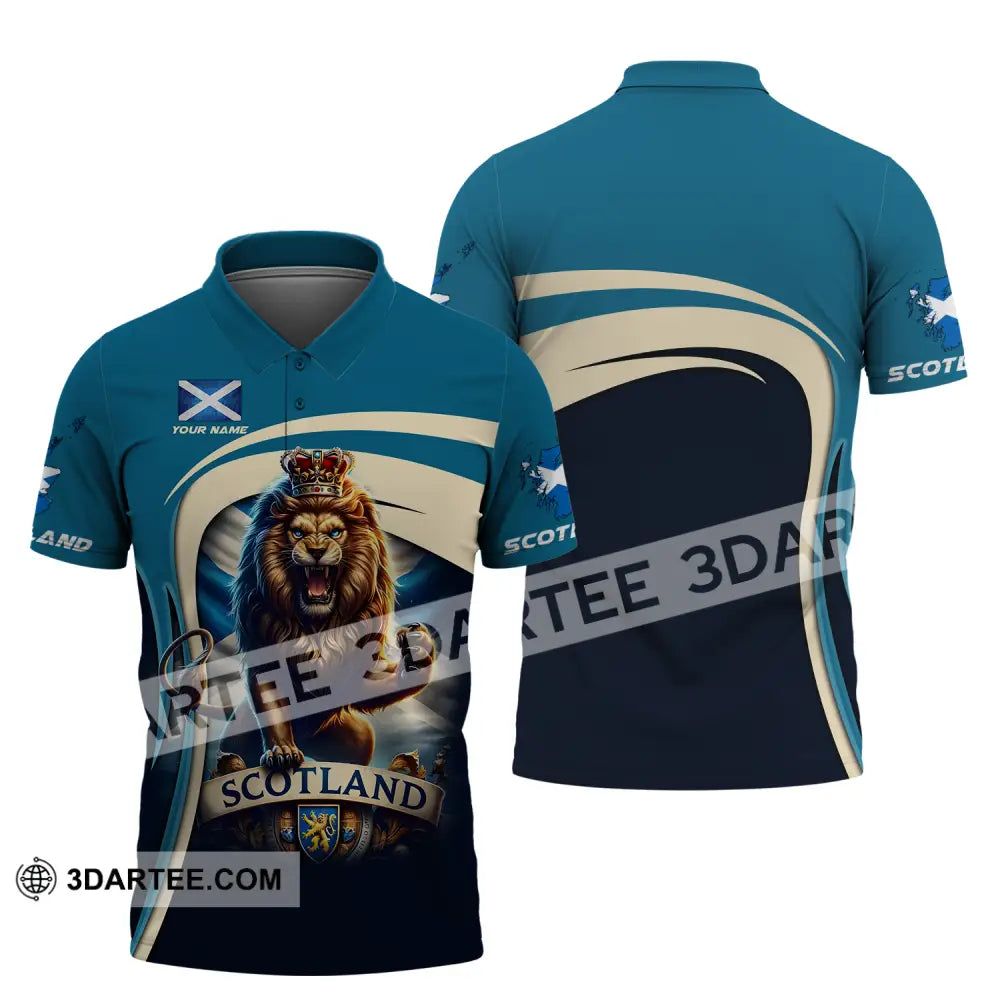 Unisex Shirt - Custom Name Scotland Lion Polo / S T-Shirt